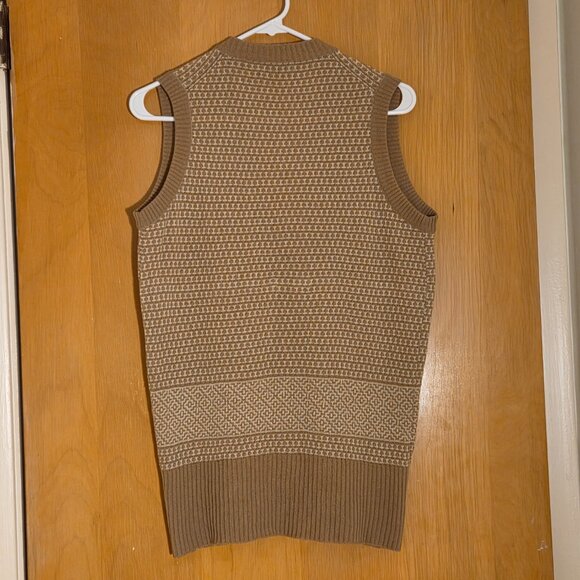 Vtg Jaeger Lambswool Button Down Vest Mens 36 Size S Tan Cream Grandpa Academia - Picture 2 of 9